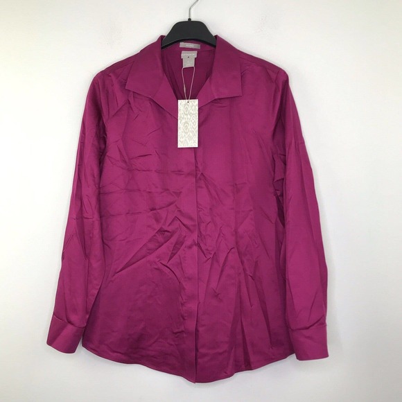 Chico's Tops - Chico’s Women's 0 Blouse Button Down No Iron Collared Solid Purple NWT U30